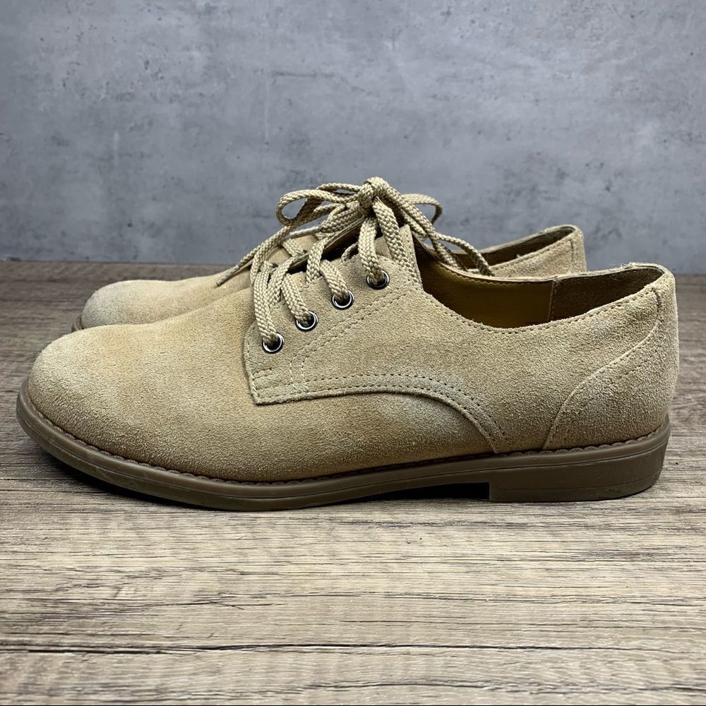 Lands End Boys Sz 5M Tan Lace Up Walking Shoes